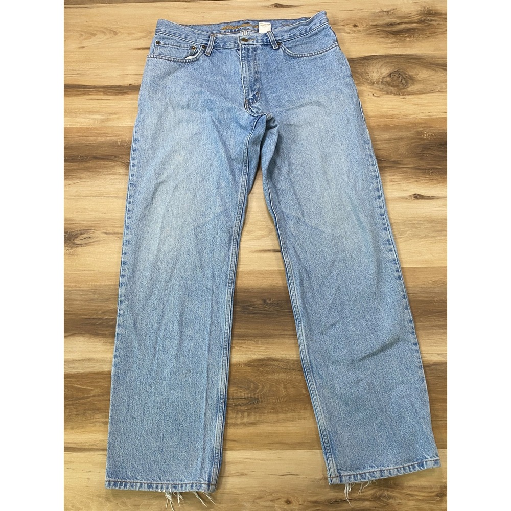 Eddie Bauer Jeans 34x32 Classic Heavyweight Cotton Straight Light Blue Denim